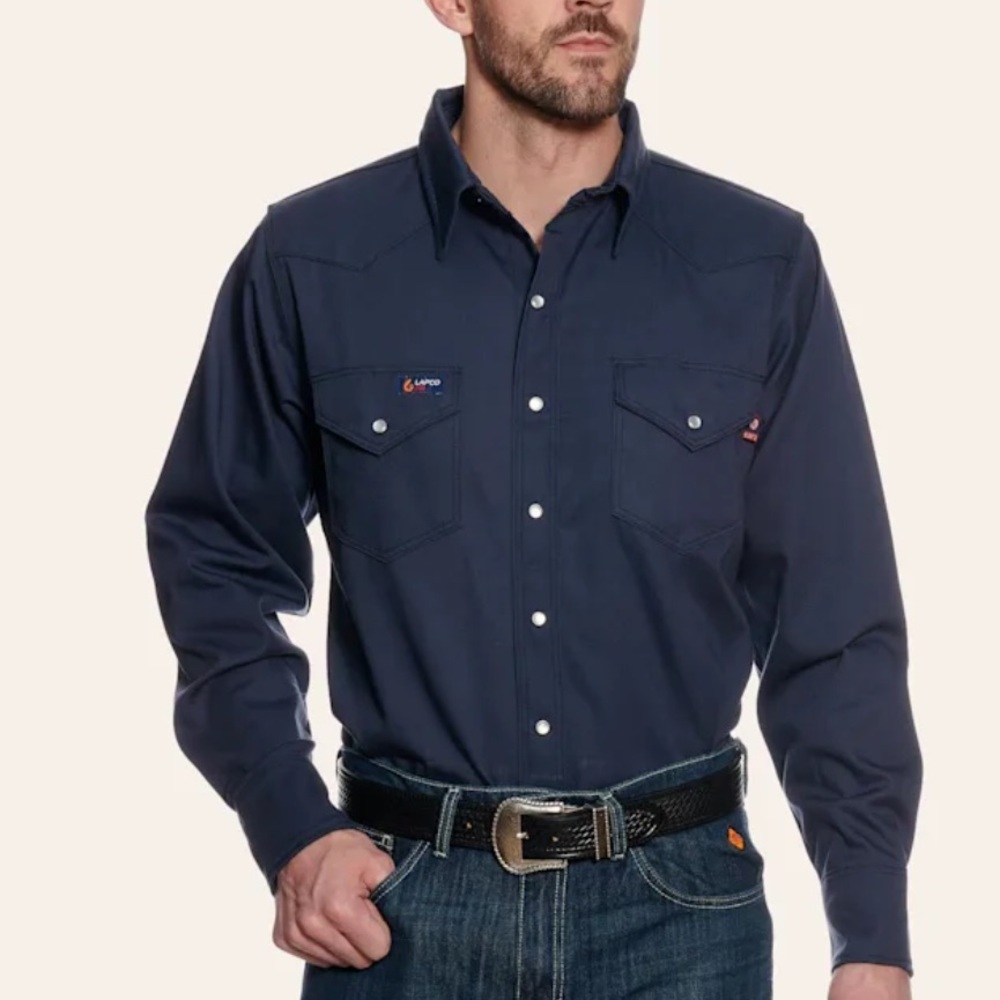 NWT LAPCO FR Navy Carodry Long Sleeve Button Down Size‎ 2XL